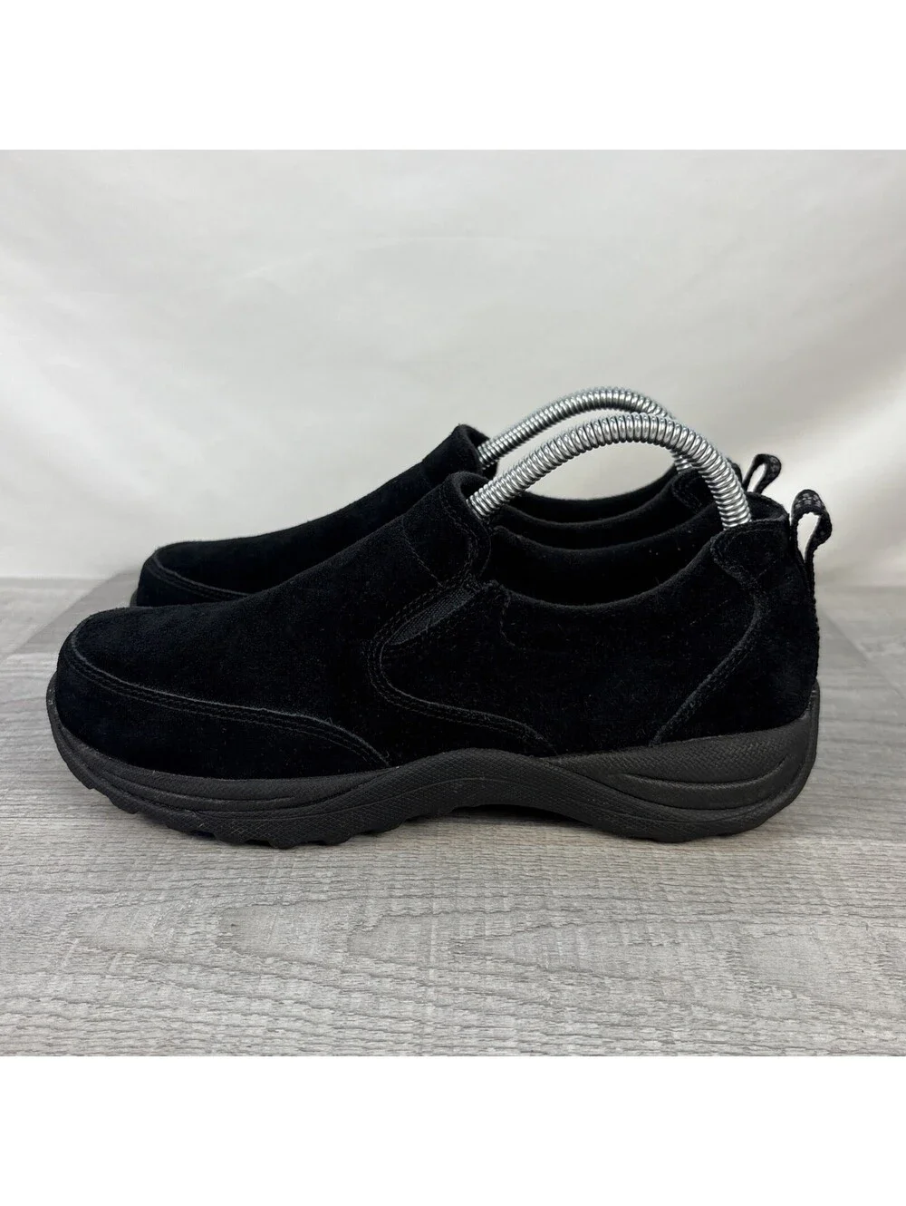 LL Bean Women's Suede Slip-On Moc Shoes Black Size 8